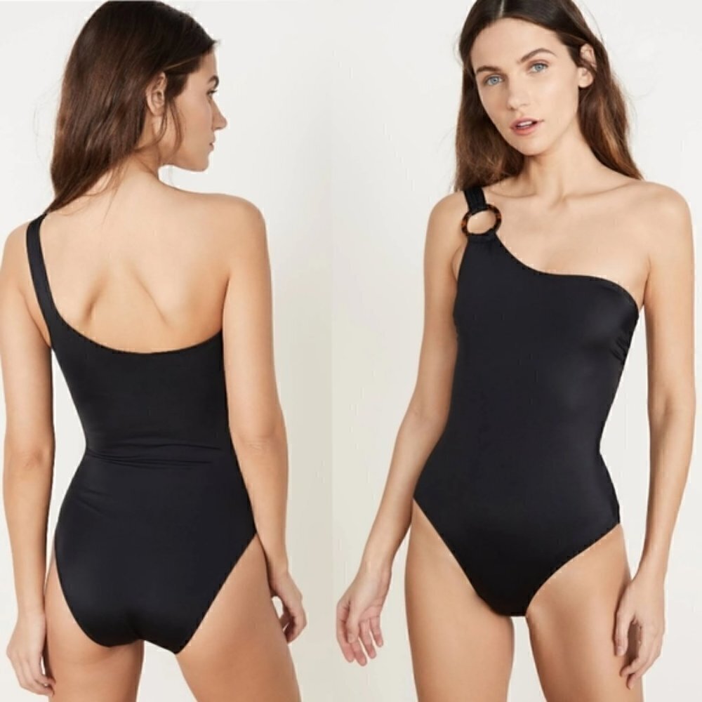 New Solid & Striped The Juliana Black One Shoulder One Piece Swimsuit NWT XS